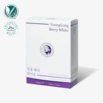 YoungLong Berry White supplement box with vegan and halal certifications, featuring Belight3™ and White Tomato for skin wellness