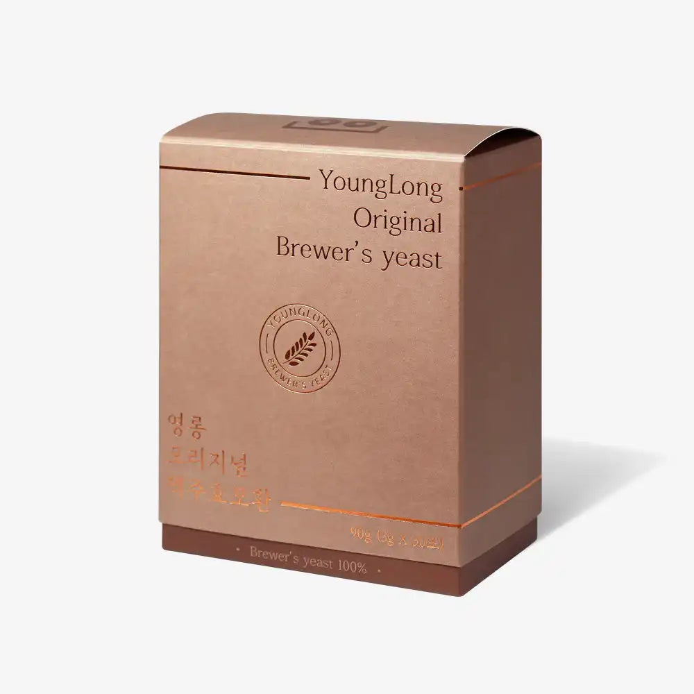 Box of YoungLong Original Brewer's yeast supplement with clean brown packaging