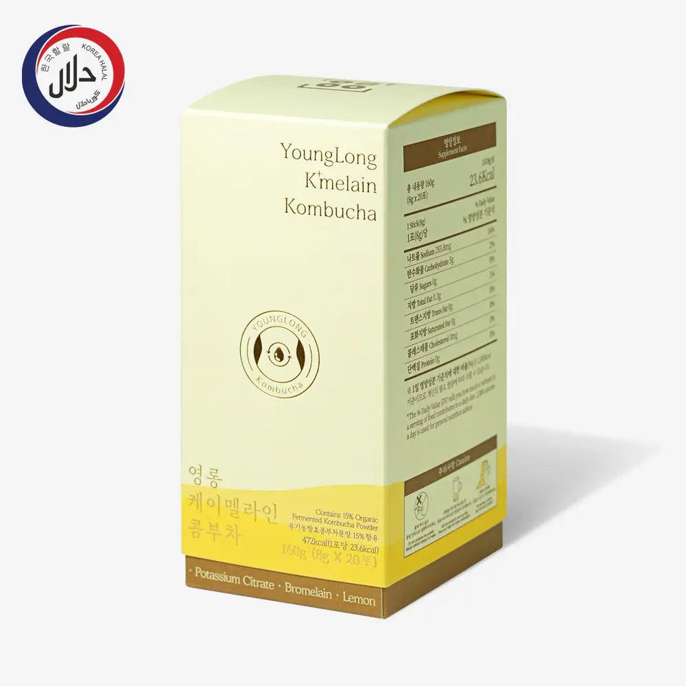 YoungLong Kmelain Kombucha box with organic fermented powder, potassium citrate, bromelain, lemon