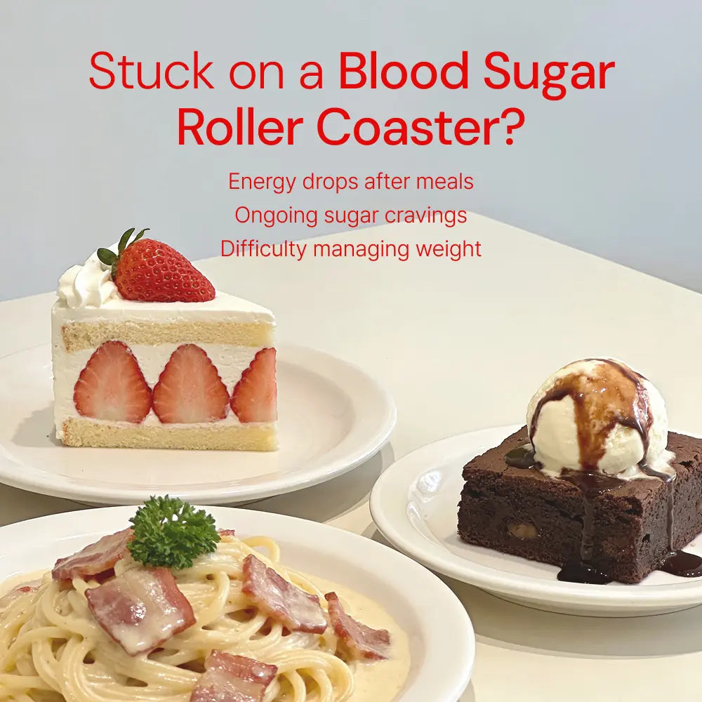 Strawberry cake, chocolate brownie with ice cream, and pasta with bacon — blood sugar management support