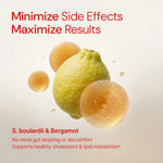 S. boulardii & Bergamot supplement for healthy cholesterol and digestion, minimizes side effects, maximizes results