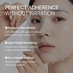 Woman applying gentle, eco-friendly face mask with premium Tencel sheet for irritation-free nourishment